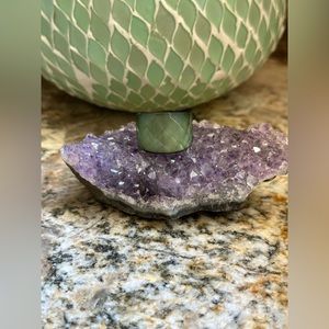 Silver Dome Resin Labradorite Ring